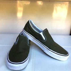 Vans Slip on Size 9.5 Womens, Olive Green